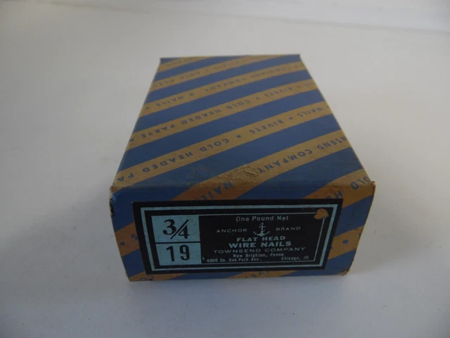 VTG anchor brand townsend company flat head wire nails 3/4 19 1 pound box