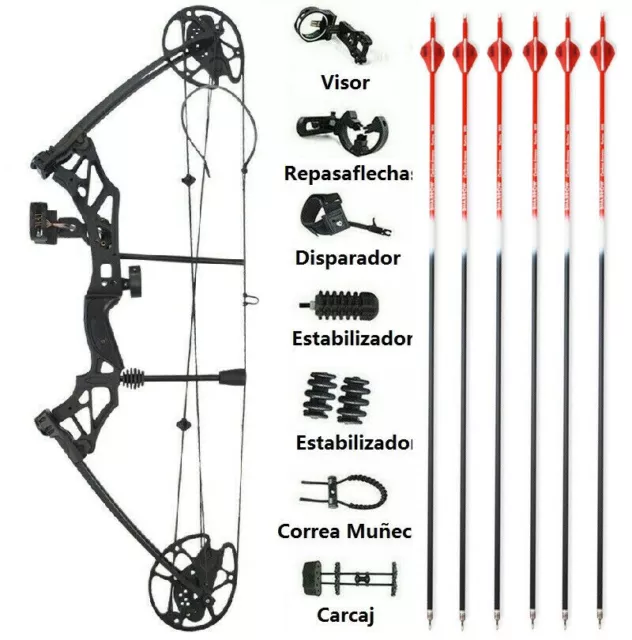 30-70lb Tiro con arco Juego de Arco Compuesto Diestros Flechas Poleas Caza