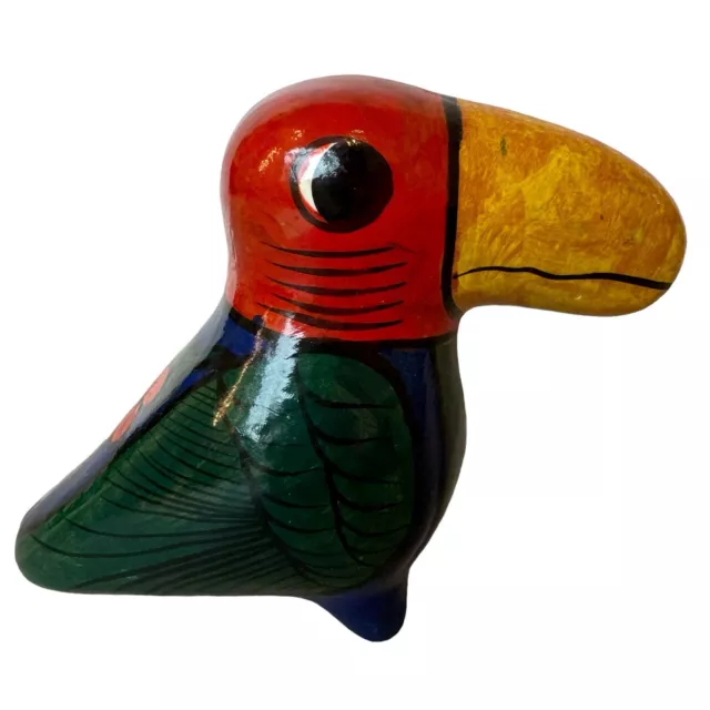 Hand Painted Ceramic Toucan Bird Figurine Artist Signed 5"H 7"L