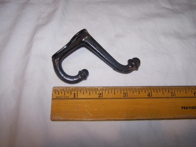 Vintage Antique Cast Iron Coat / Hat Hook with Acorn Tips - Hardware - Lot JJ