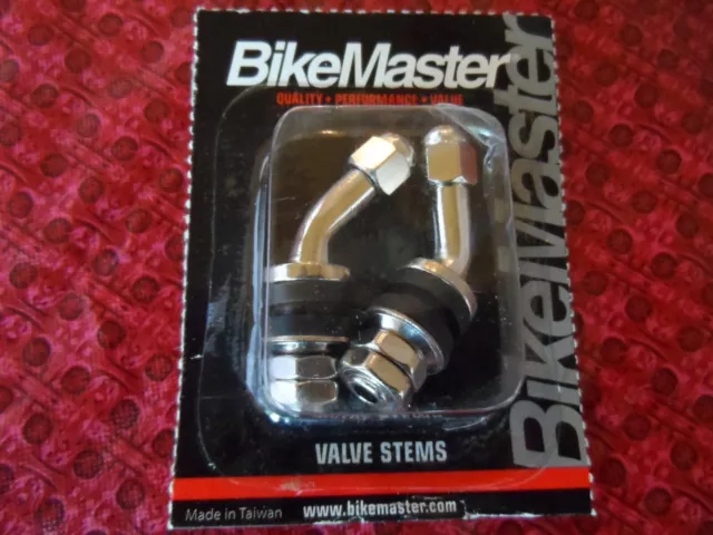 BikeMaster 10mm  45 Degree Angle Chrome Valve Stem and Cap (2) Pack