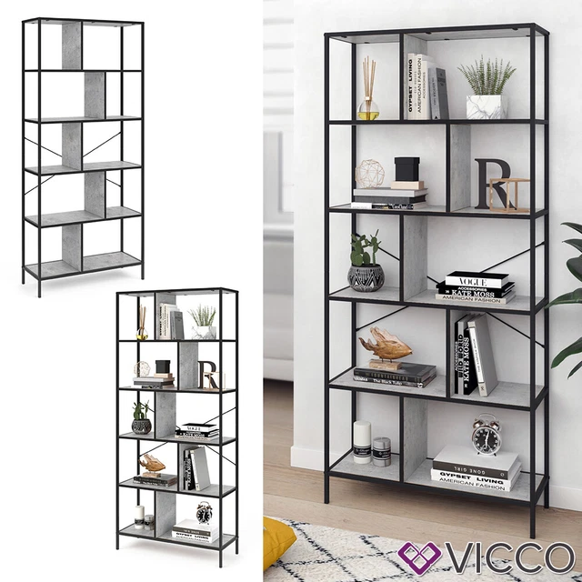 Bibliothèque/étagère Murale VICCO Loft FYRK - Bois/noir - 80x30x79,5 Cm - Neuf En Carton