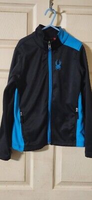 Boy's Spyder Zip Up Jacket Black/Blue Size Med 10/12