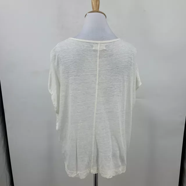 Madewell Linen Miracle Tee Womens M Medium White Split Seams Cap Sleeves Shirt 3