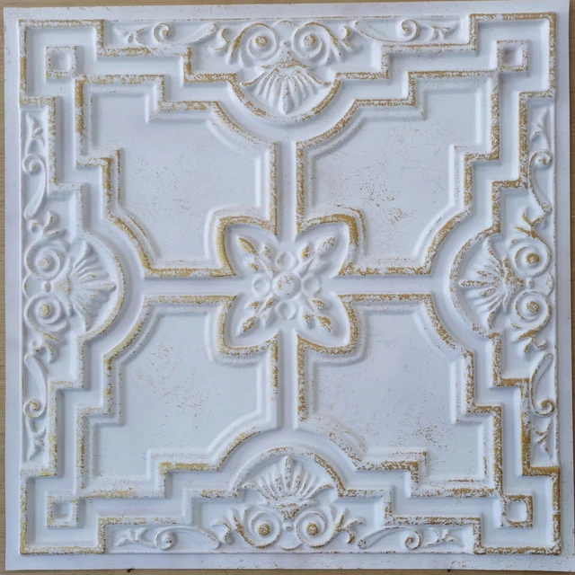 Tin-Look Ceiling Tiles Easy Installation - PL16 Crack white gold 10pcs/lot