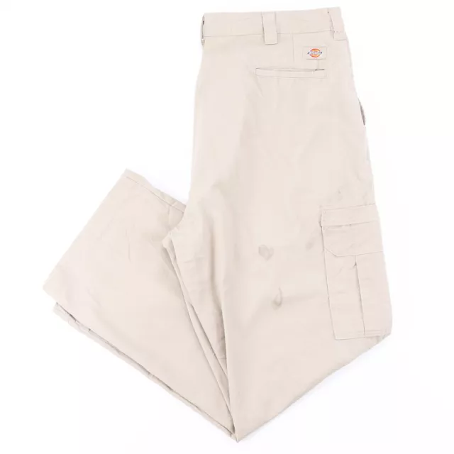 DICKIES Mens Beige Cotton Regular Straight Trousers W38 L32