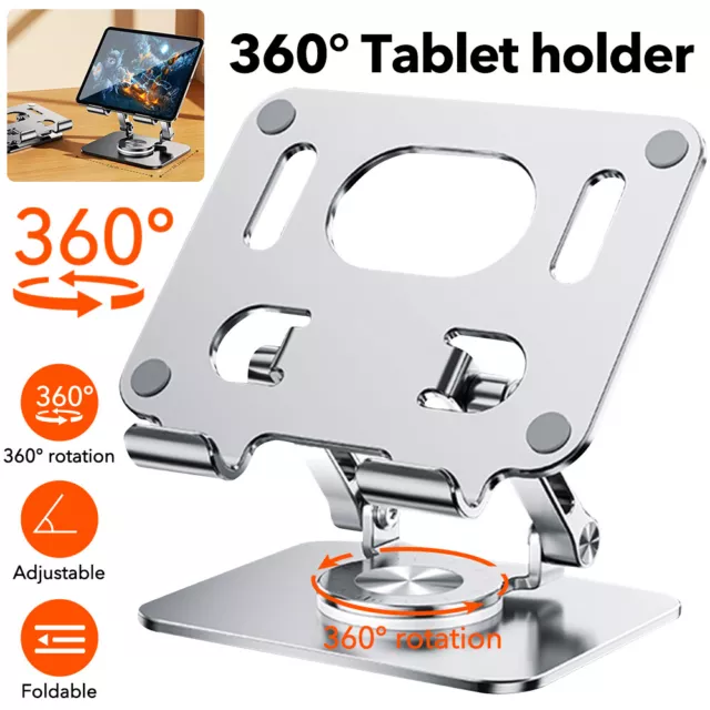 360° Metal Tablet Stand Adjustable Folding Desktop Holder for iPad Tablet Phone