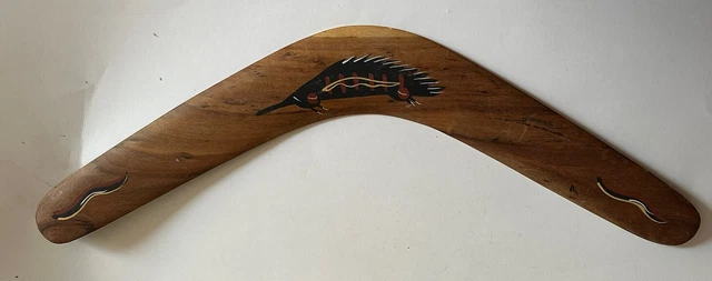 Australian Boomerang Dreamtime Native Arts And Crafts 20" With Echidna Image