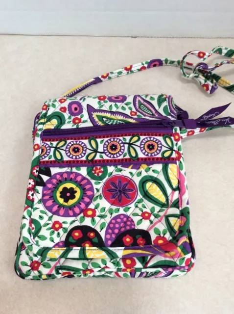 Vera Bradley Colorful Floral Quilted Cross Body Zip Bag Purse 6" x 8" Yellow/Red