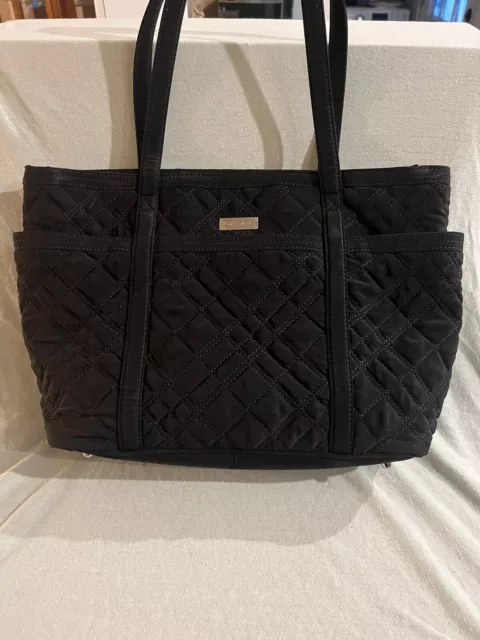 Vera Bradley - Small Tote Bag - Classic Black USED - Zebra Design Inside - 17x11 Vera Bradley - Small Tote Bag - Classic Black USED - Zebra Design Inside - 17x11