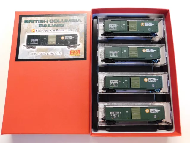 N SCALE Micro Trains Line British Columbia Railway (4)-Car Runner Pack Box Cars