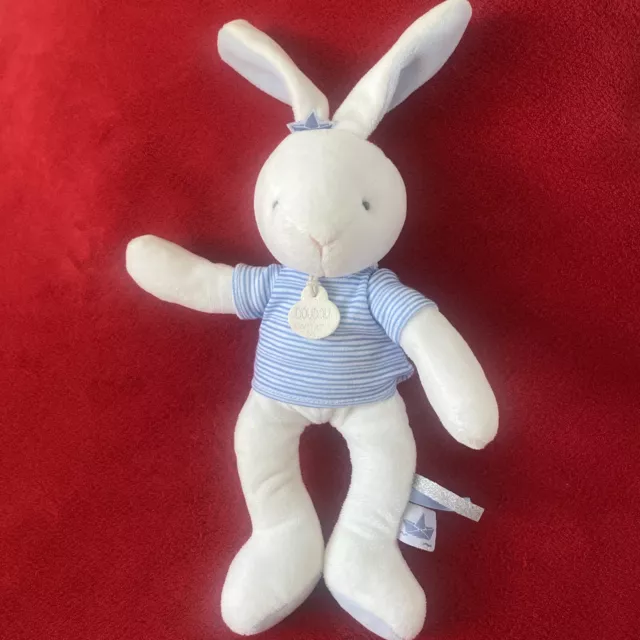 🇫🇷 Doudou et Compagnie Peluche Lapin Matelot Marinière Bleu Blanc 25 Cm NEUF