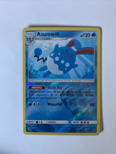 Pokémon Card Azumaril 35/147 Reverse Holo | Sun & Moon: Burning Shadows NM