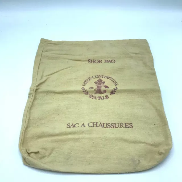 "Bolso de zapatos vintage Intercontinental Paris Hotel Shoe Bag para zapatos 14"" x 12"