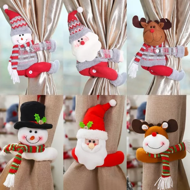 christmas Window Curtain Santa Doll Buckle Holder Tieback Xmas Home Decorations