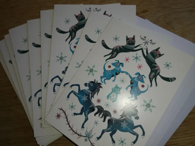 10 cartes de Noël pour animaux de compagnie avec enveloppes, 170 x 120 mm, Joyeux Noël, chat, chiot, cheval 2