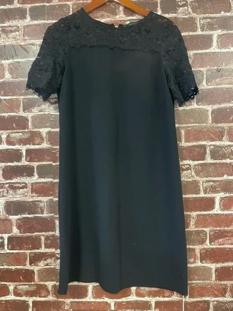 Zara little black dress with lace sleeve size S (06)
