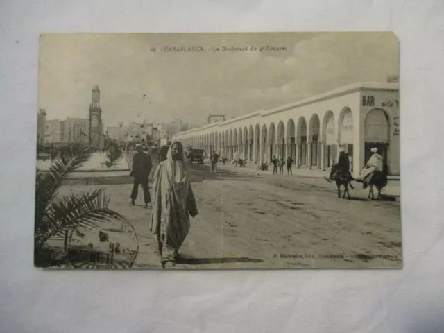 CPA DOS VERT AFRIQUE CASABLANCA LE BOULEVARD DU 4e ZOUAVES