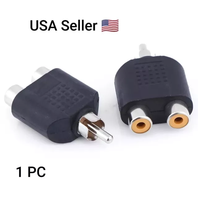 Audio Connectors Adapter Plug RCA Y Splitter AV Audio Converter 1Male to 2Female