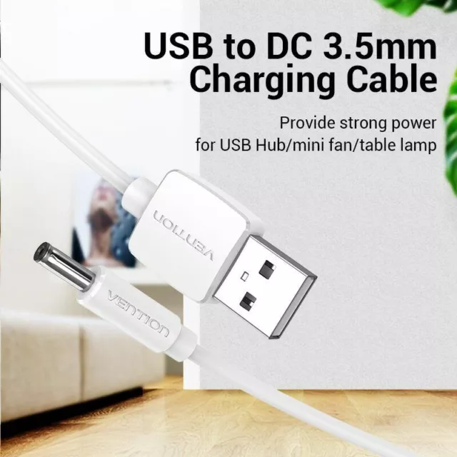 DC 5V Charger Cable USB To Barrel Jack 3.5mm x 1.35mm Charging Power Connector