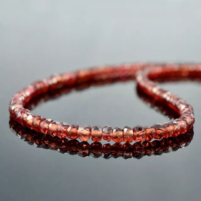 Beautiful Red Garnet Faceted Rondelle Gemstone Beads Handmade Girls Necklace 18"