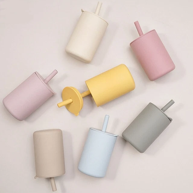 Toddler Cup Kids Silicone Training Cup with Straw Sprill Proof Sippy Cup Droo