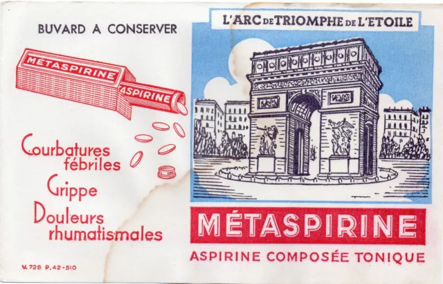 BUVARD METASPIRINE = PARIS = ARC de TRIOMPHE de l' ETOILE