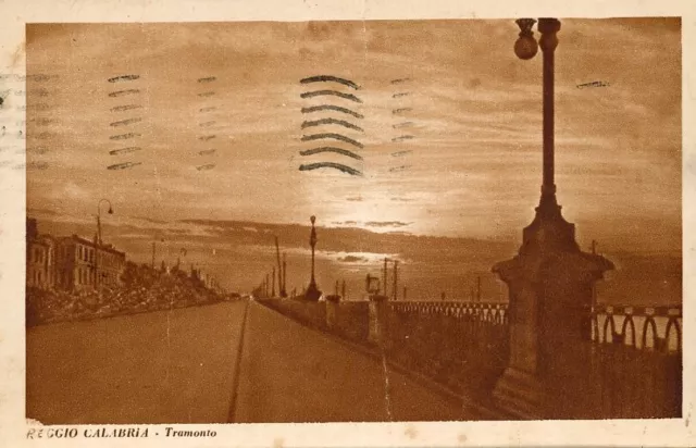 Cartolina Paesaggistica Calabria Reggio Calabria Tramonto Viaggiata Anno 1935