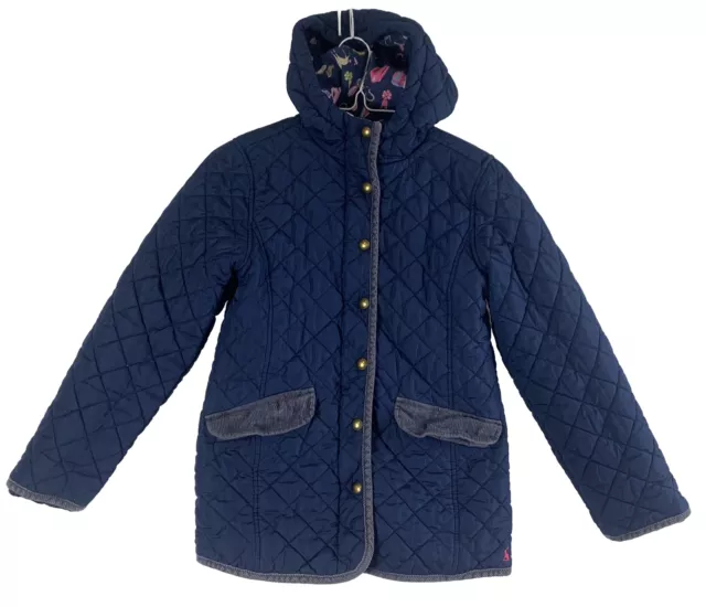 JOULES GIRLS COAT JACKET AGE 9 10 YEARS NAVY Quilted Wadded Hooded Corduroy