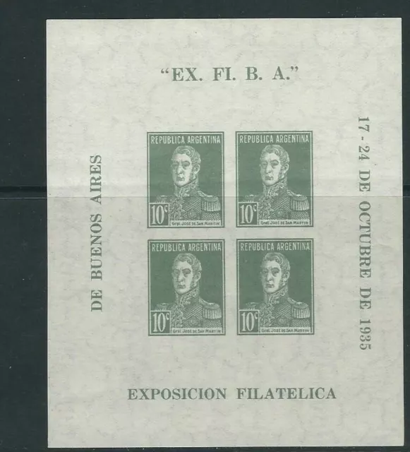 Argentine 1935 Philatélique Exposition S.Feuille De 4 (Scott 452) VF MNH Read