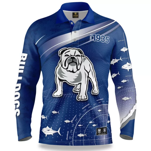 NRL Long Sleeve Fishfinder Fishing Polo Tee Shirt - Canterbury Bulldogs - Adult