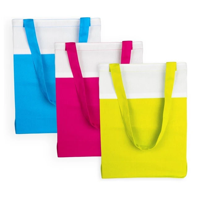 DII Modern Cotton Neon Primary Bags in Multi-Color (Set of 3)