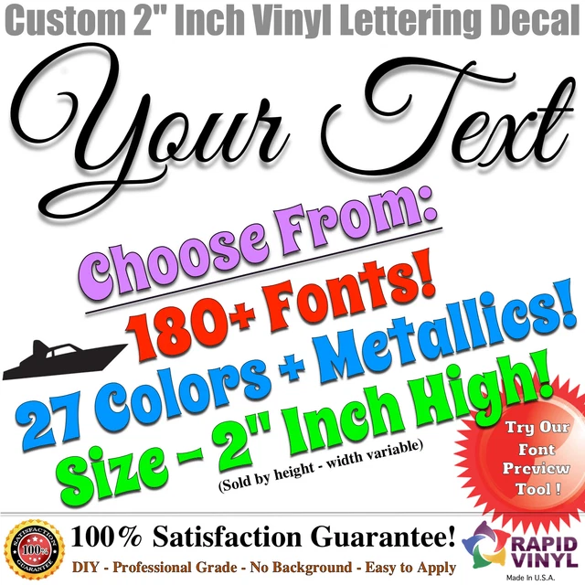 2” CUSTOM VINYL Lettering Decal Sticker Vinyl Boat Registration Numbers