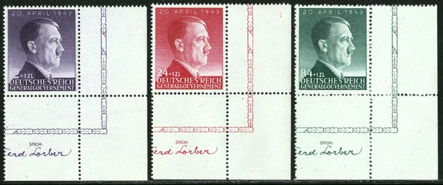 GG 1942: MiNr. 101-103 ** Eckränder mit Stechername postfrisch !!!