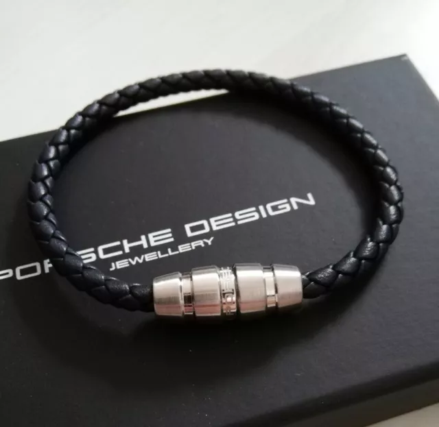 Porsche Design Jewellery Men's Leather Bracelet Gray Grey Magnetic Closure  | eBay