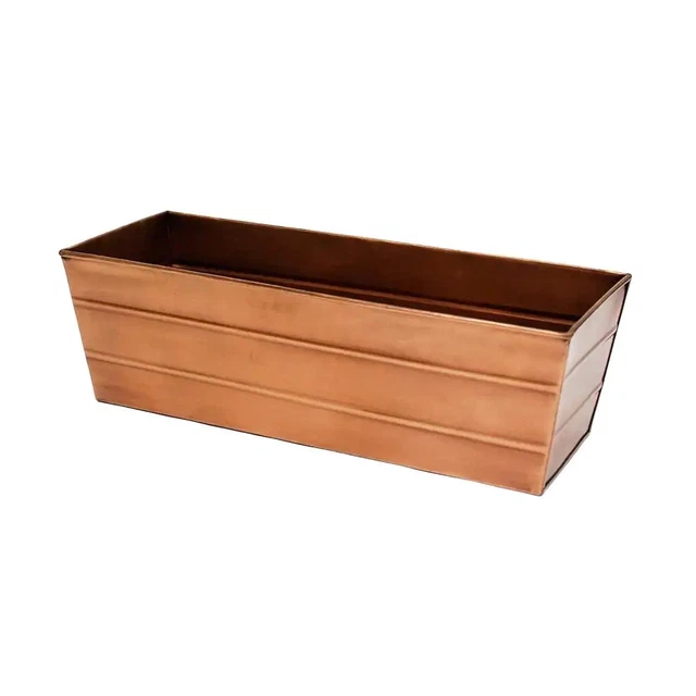 Flower Box Planter Galvanized Steel Decorative Rectangular Plant Pot 24 In 1Pack