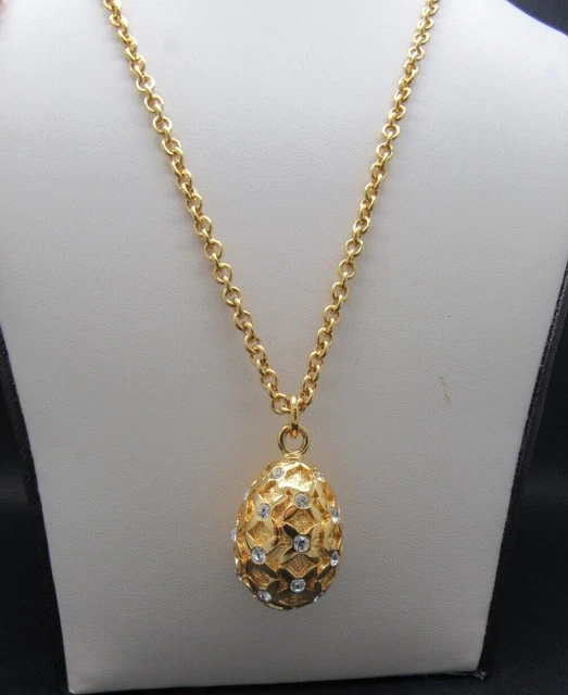 Joan Rivers Swarvoski Crystal Picture Photo Faberge Egg Necklace Rare new