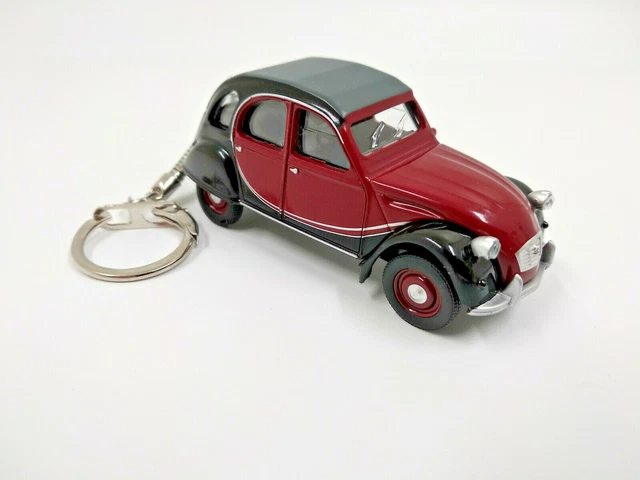 Porte-Clés Voiture 2CV Vintage - Cadeau Rétro Pour Passionnés D'Auto - Modèle Bleu Gris - 6,5x3,5cm