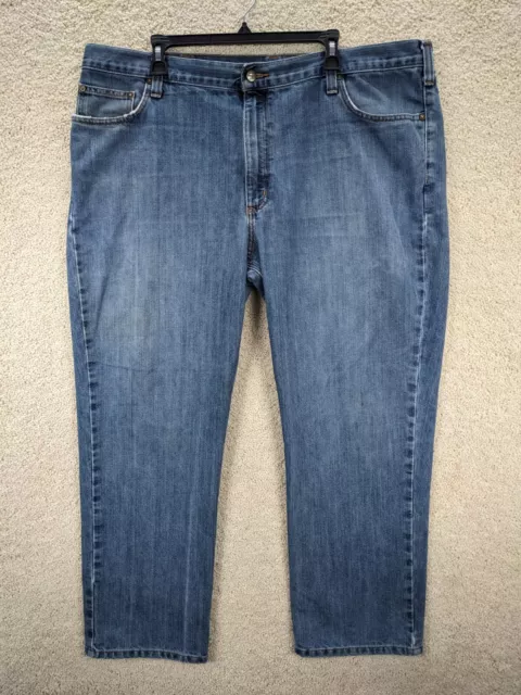 Carhartt Jeans Adult Mens 42x30 Relaxed Fit Blue Denim Work Pants RIPPED HOLES *