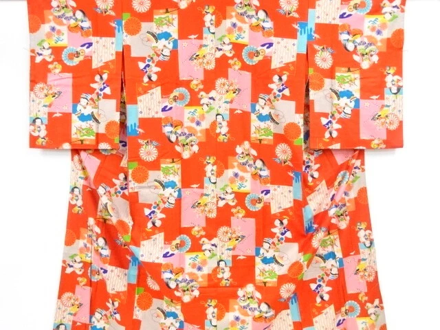 09500# Japanese Kimono / Antique Juban / Gosho Doll & Flower