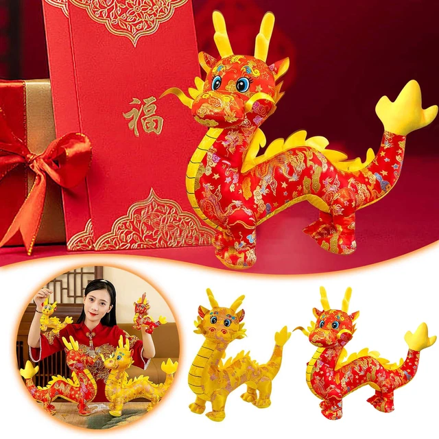 2024 CHINESE DRAGON New Year Satin Cloth Doll Plush toy Desktop