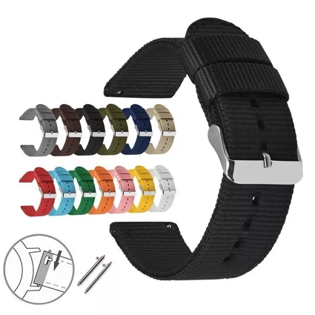 18 | 20 | 22 | 24 mm Nylon Textil Uhrenarmband Stoff Ersatz Band Quick Release