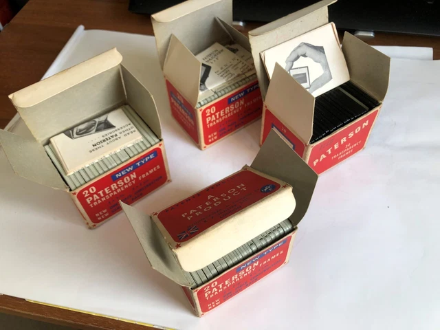 35mm Paterson marcos deslizantes, plástico y vidrio, cajas originales con instrucciones