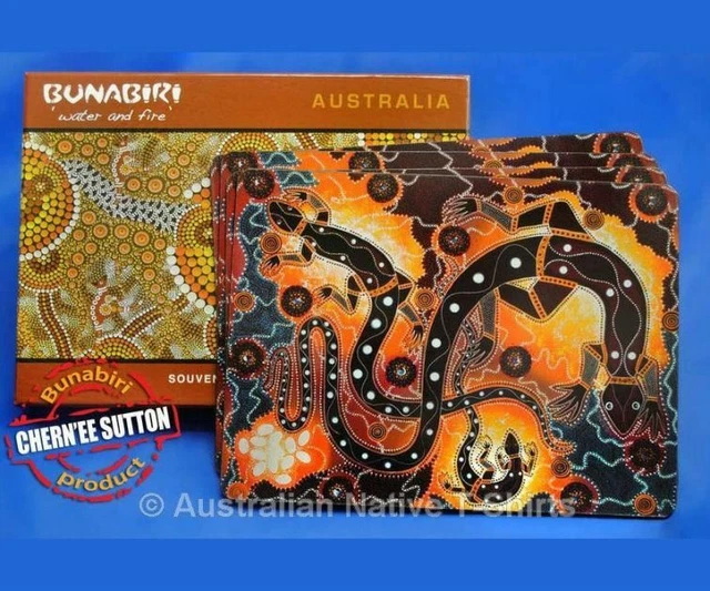 REPTILES JURUTU KUTU Aboriginal Art Placemats (Set of 4 Cork Backed