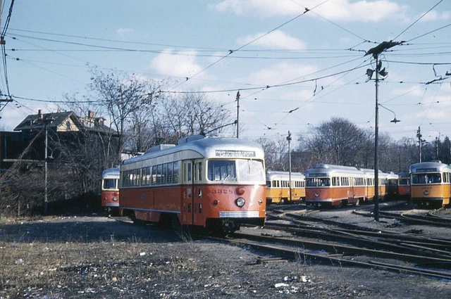 Trolley Slide - MBTA Boston #3328 PCC Streetcar MTA Transit Arborway Yard 1959