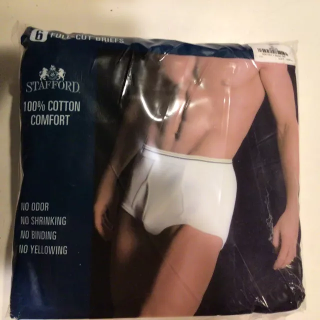 6 PACK STAFFORD 100% COTTON FULL CUT Briefs Underwear White Mens