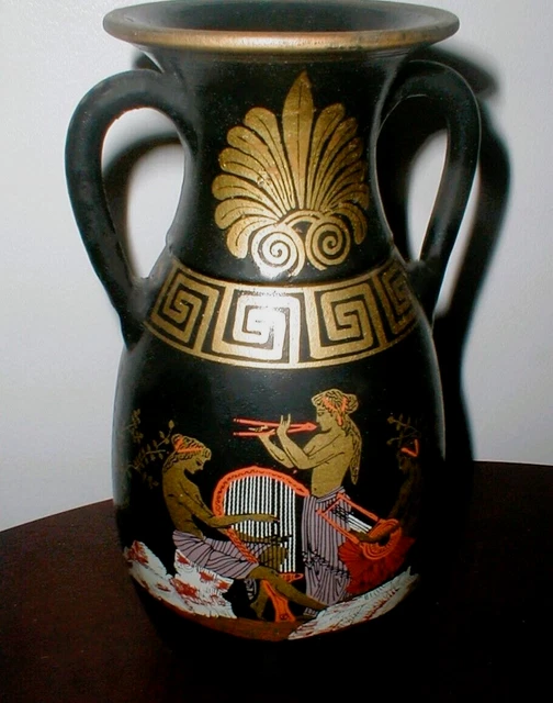 DOUBLE HANDLE GREEK POTTERY Mythology Amphora Urn Vase IPIS GREECE