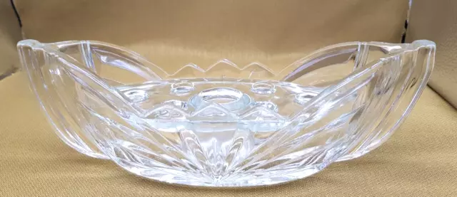 Vintage Boat Shaped Pressed Glass BOWL, Vase with frog