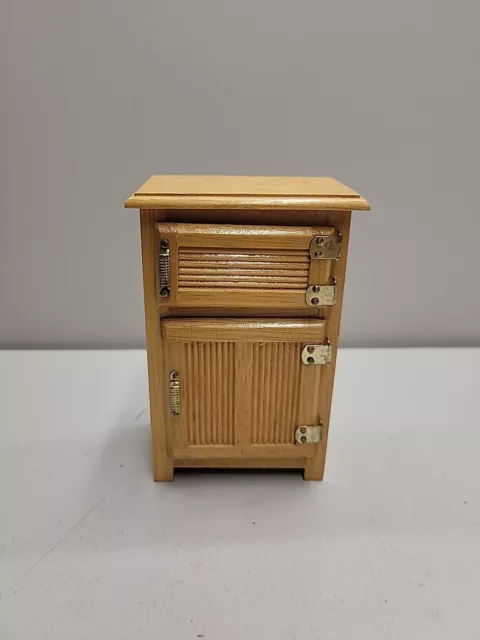 Vintage Dollhouse Miniature Primative Kitchen Icebox Wooden Oak