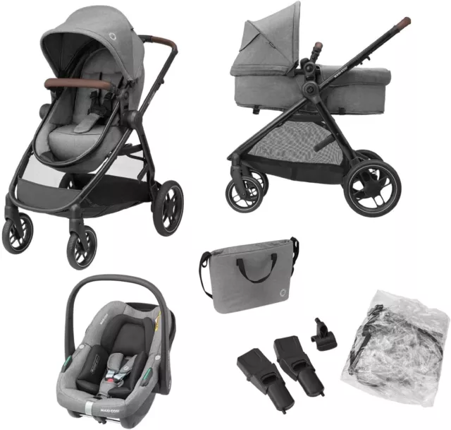 Maxi Cosi Zelia S Pushchair Trio, 3 in 1 Travel System with Accessories/Carseat